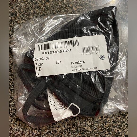 Seafolly NWT Essentials Fixed Triangle Bikini Top Black Size 6 - Picture 14 of 16